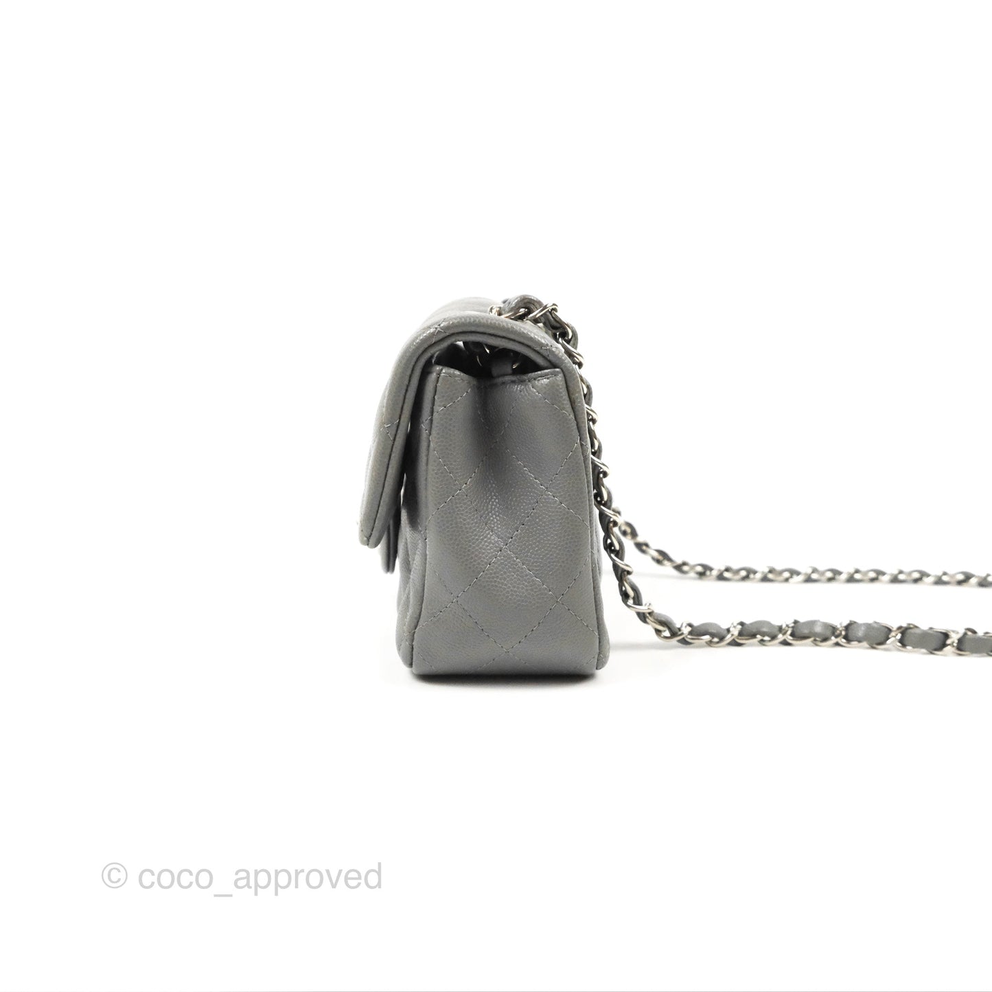 Chanel Quilted Mini Rectangular Flap Grey Caviar Silver Hardware 17B