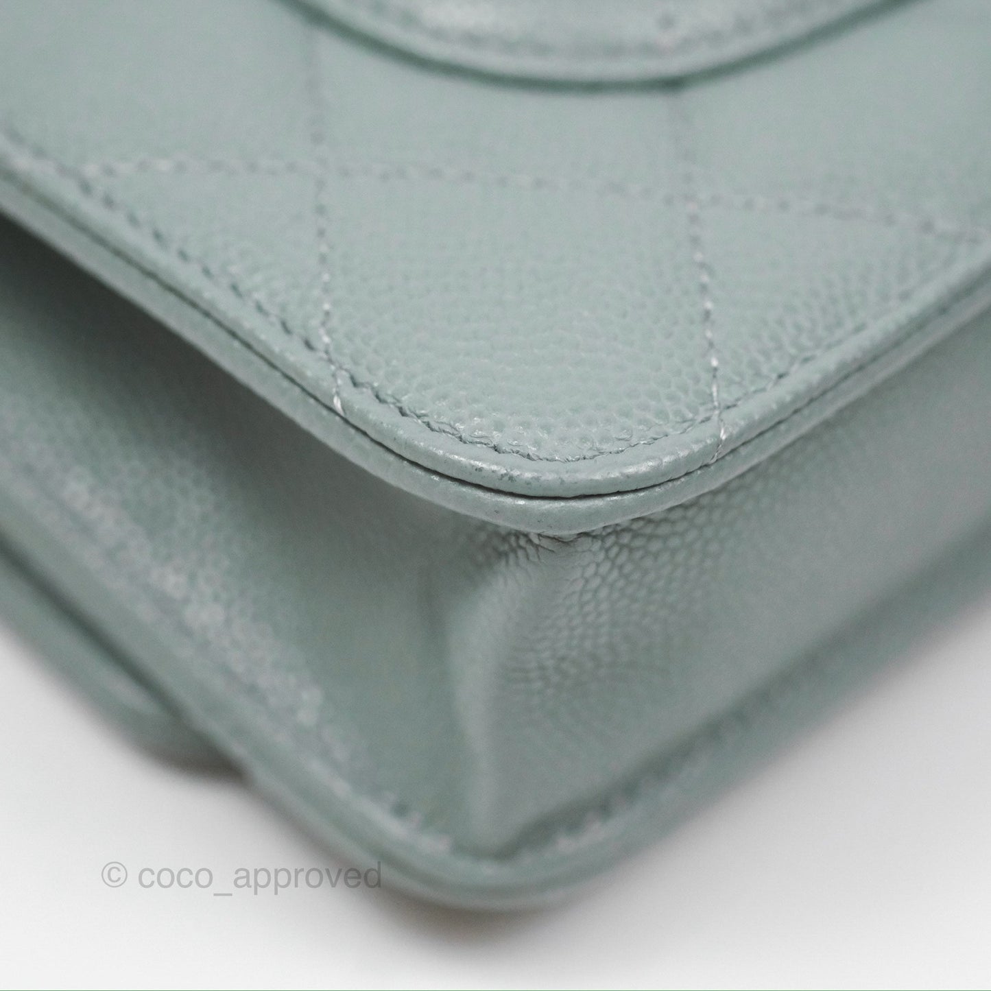 Chanel Quilted Classic Wallet on Chain WOC Green Caviar Silver Hardware