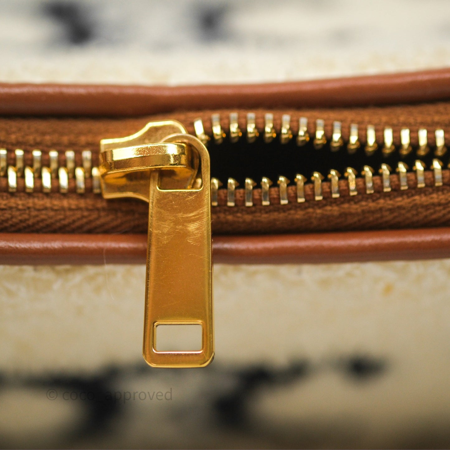 Celine Ava Bag in Embroidered Bouclette Textile with Triomphe Tan/ Navy