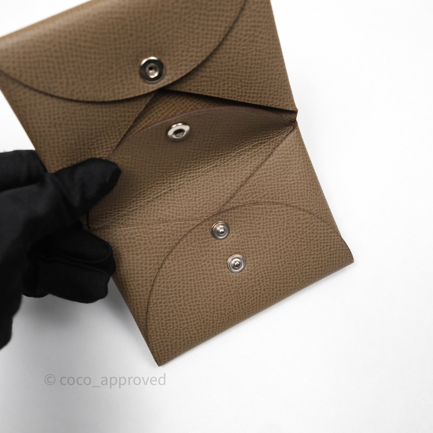 Hermès Calvi Duo Compact Card Holder Etoupe Epsom Palladium Hardware