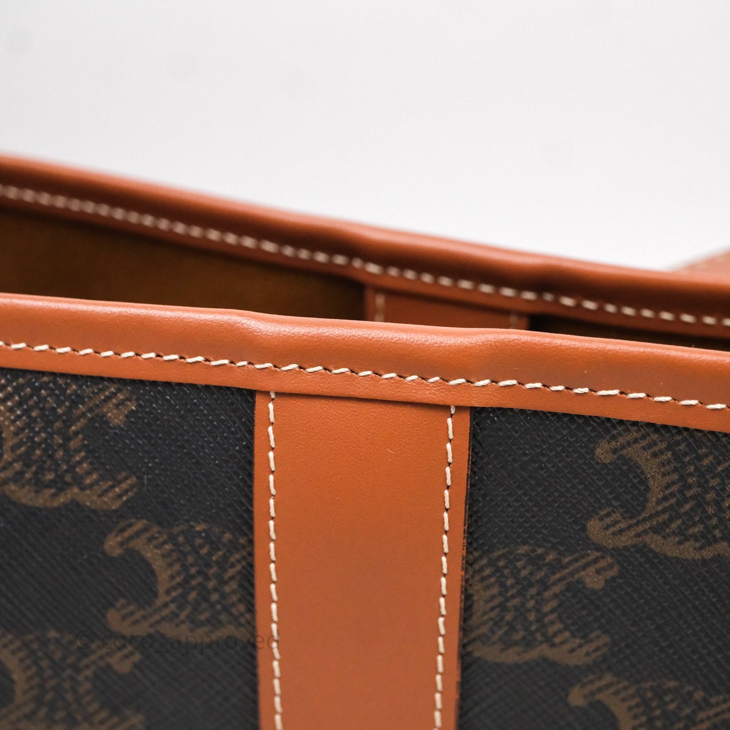 Celine Small Bucket Triomphe Canvas Tan Calfskin
