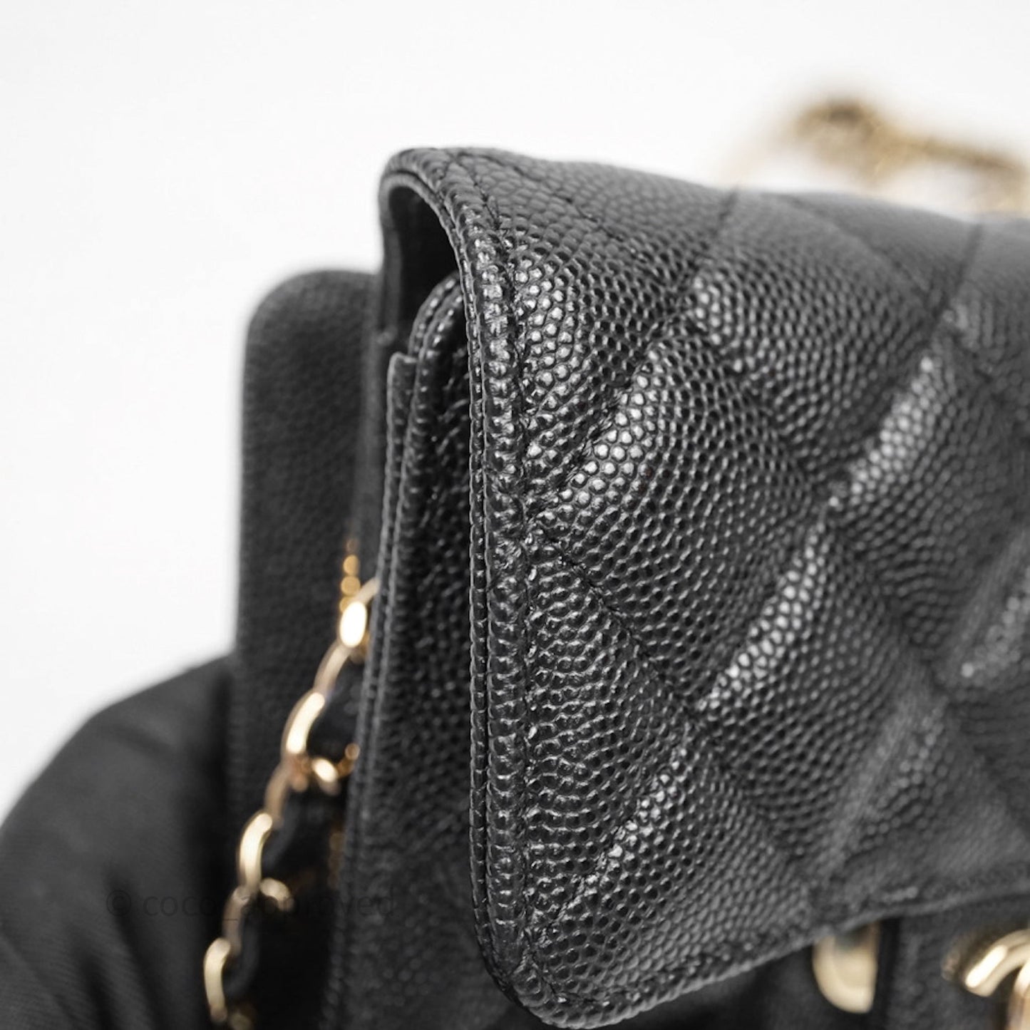 Chanel Quilted Mini Wallet on Chain WOC Black Caviar Gold Hardware