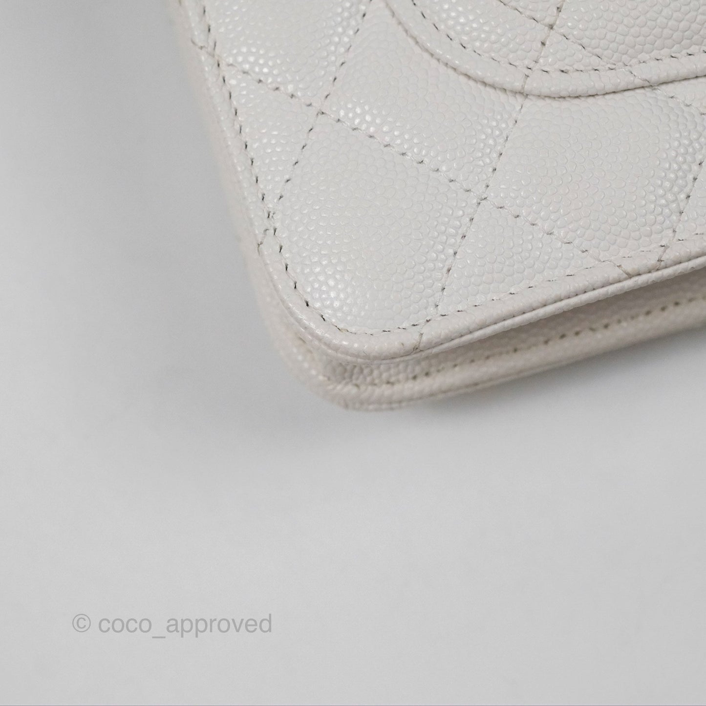Chanel Quilted Classic Wallet on Chain WOC White Caviar Gold Hardware