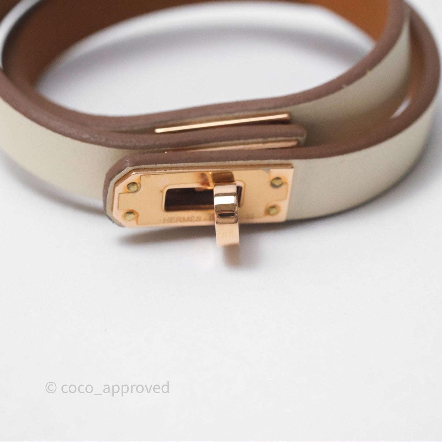 Hermès Mini Kelly Double Tour Bracelet Nata Swift Gold Hardware