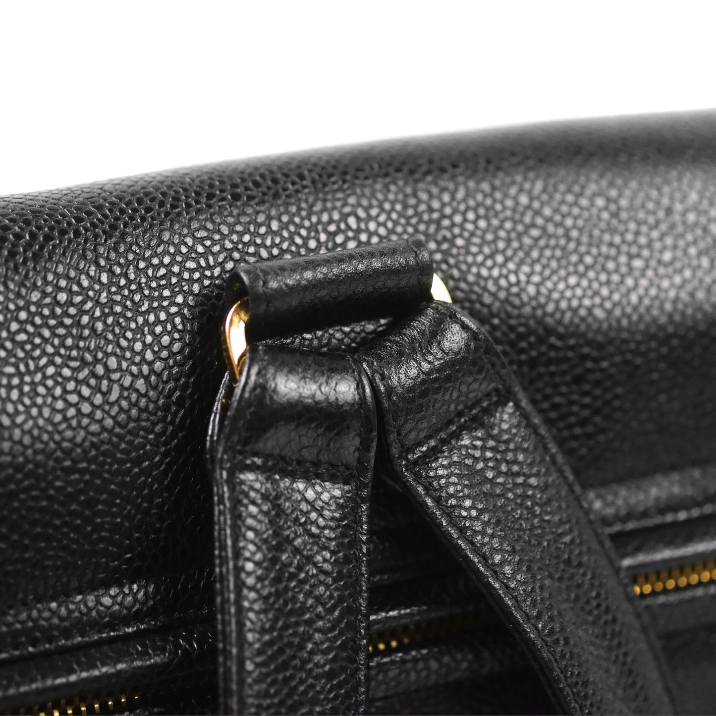 Chanel Vintage Large CC backpack Black Caviar 24K Gold Hardware