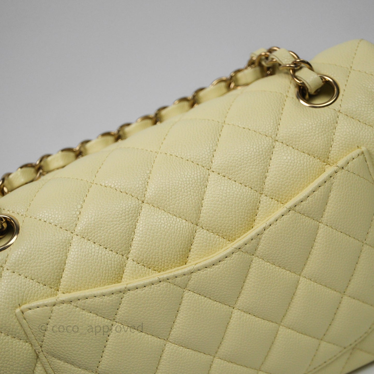 Chanel Small Classic Quilted Flap Yellow Caviar Gold Hardware
