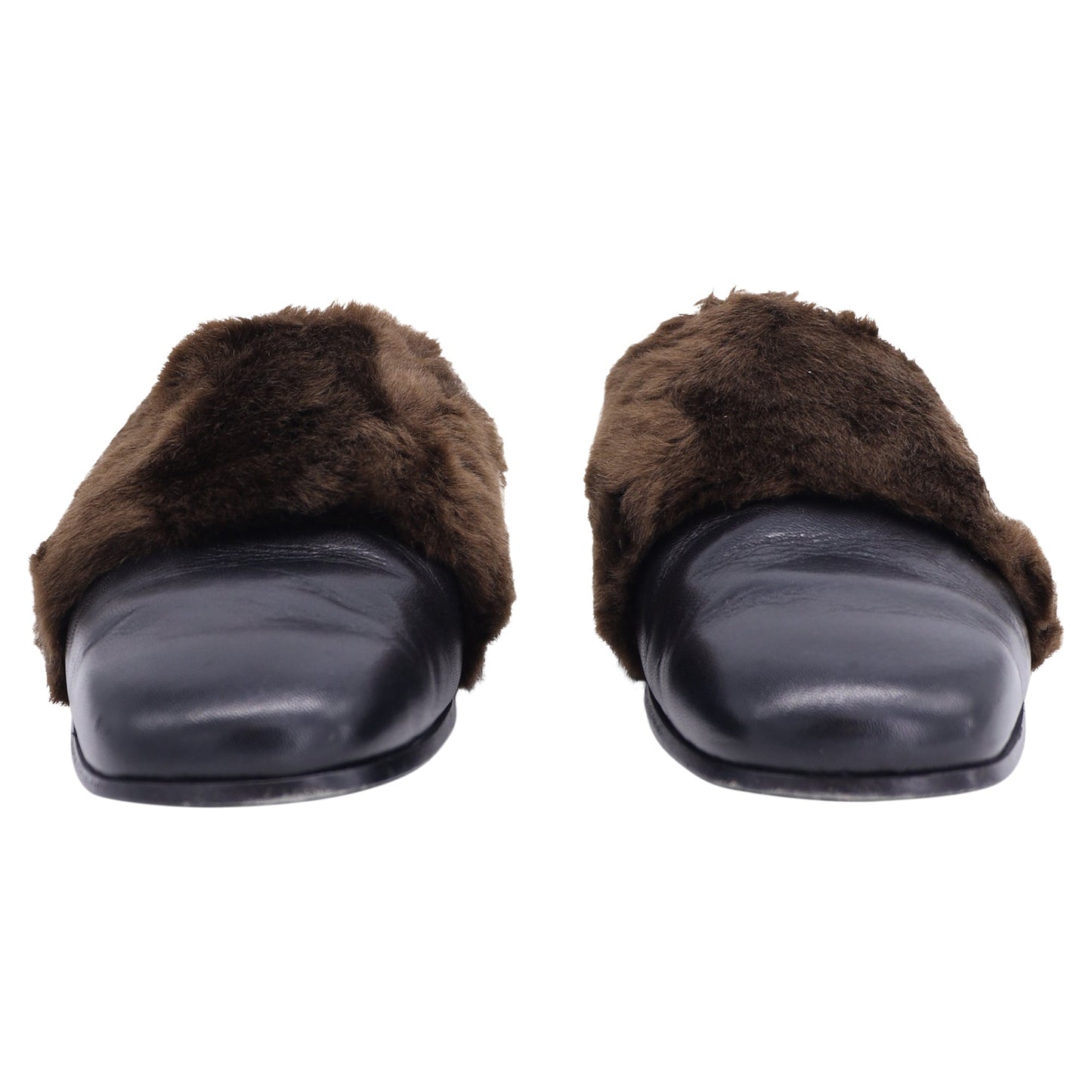 Luxury Gucci Trending 2025 Mule Slippers in Black and Brown Leather And Faux Fur