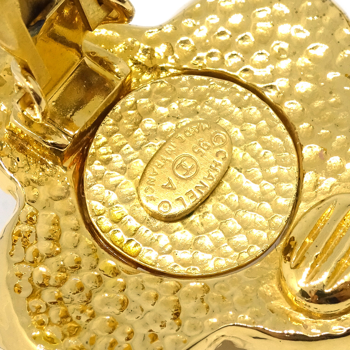 Chanel Earrings Clip-On Rhinestone Gold 95A