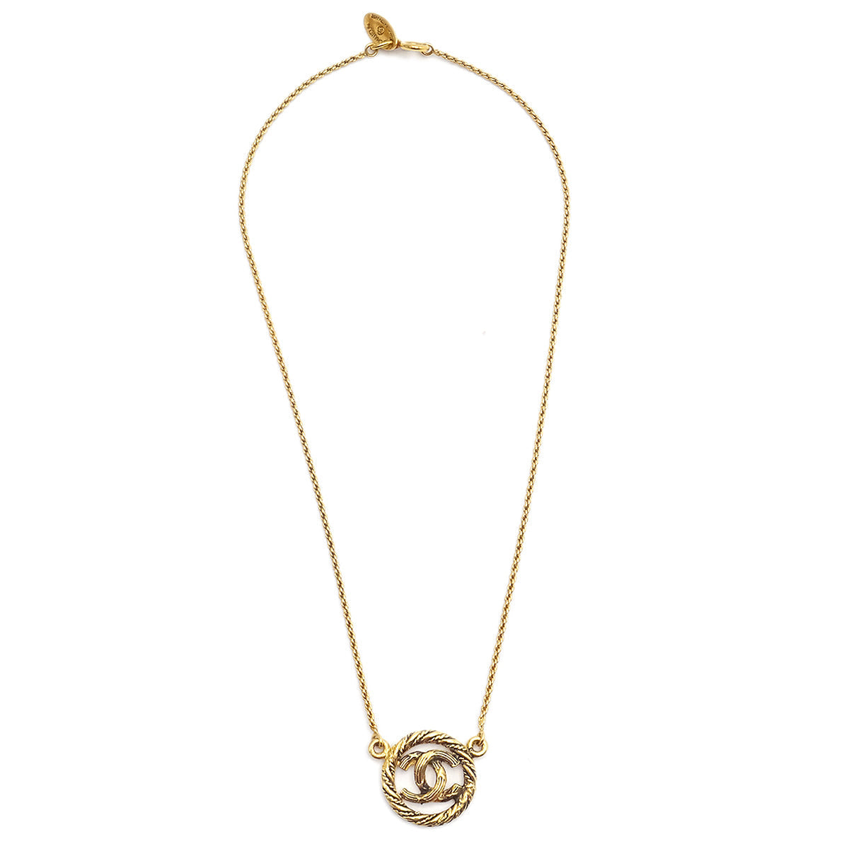 Luxury Chanel Medallion Gold Chain Pendant Necklace 3623