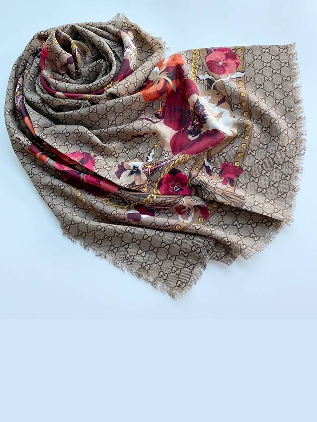 Luxury Gucci Trending 2025 GG Flower Square Shawl Wool Muffler Red