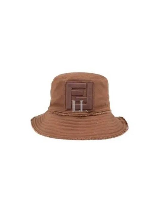 Luxury FendiLogo Patch Bucket Hat Brown