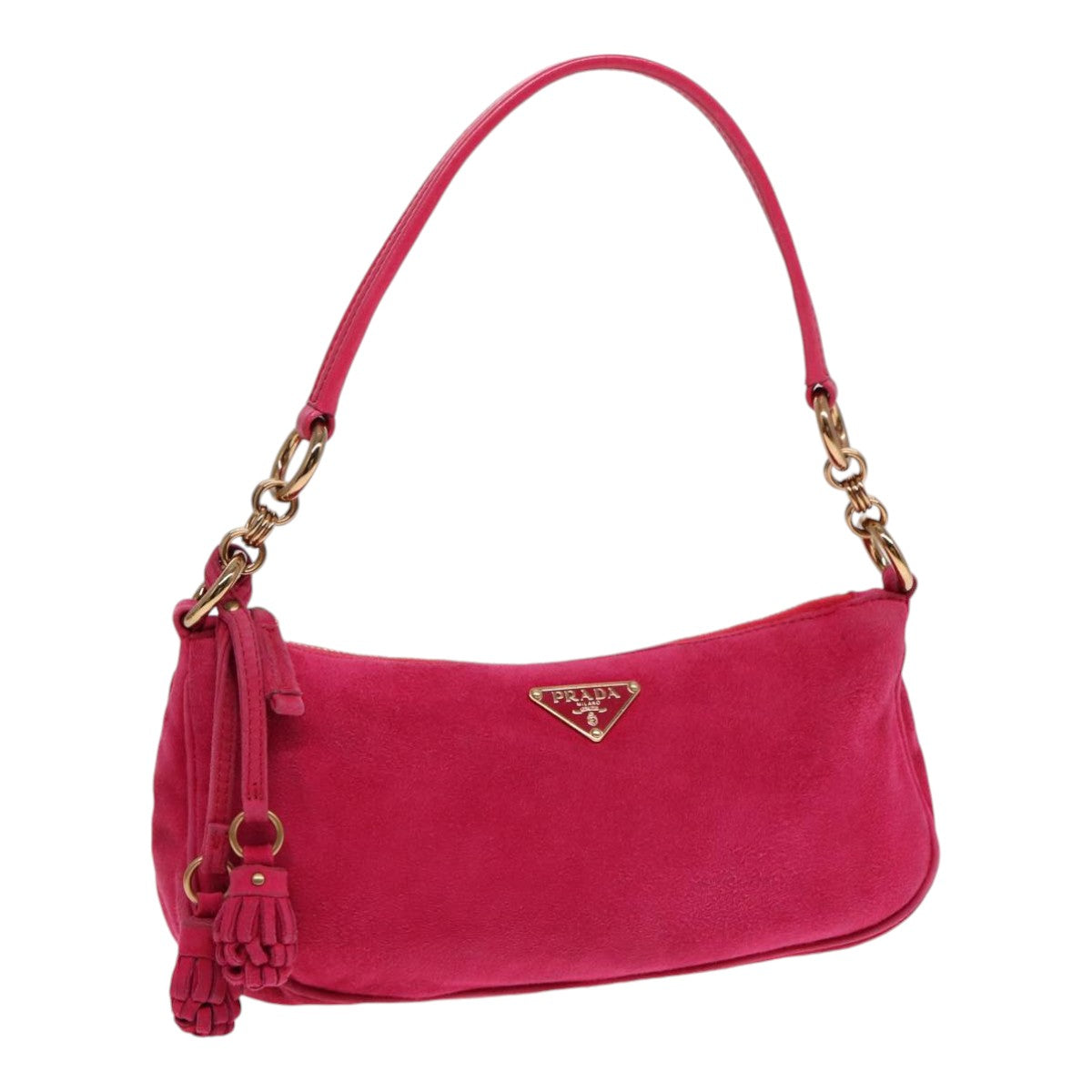 Luxury Prada Pouch Suede Pink Gold  86014