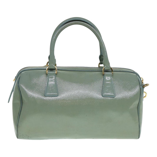 Luxury Prada Hand Bag Enamel 2way Green Gold  86018