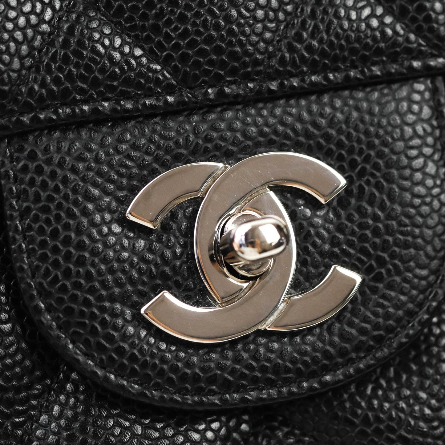 Chanel Jumbo Single Flap Black Caviar Silver Hardware