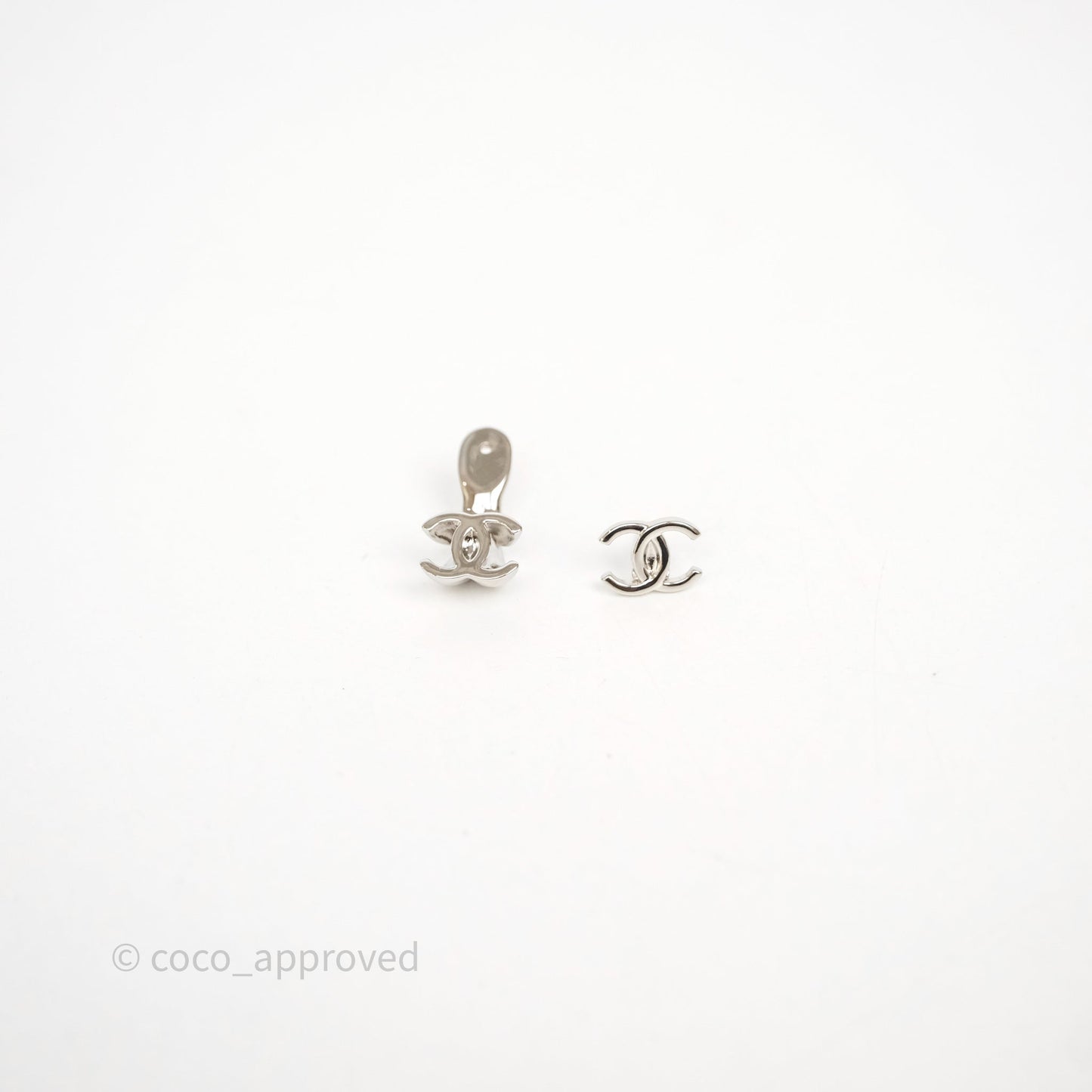 Chanel Double CC Earrings Silver Tone 26S