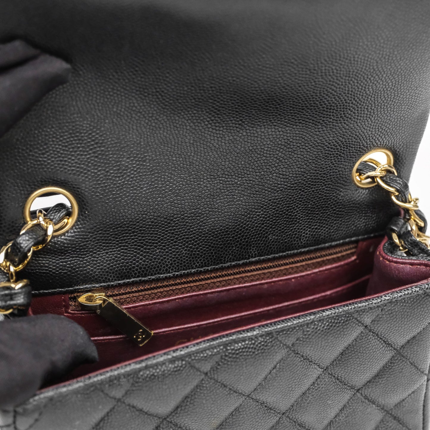 Chanel Mini Square Quilted Black Caviar Gold Hardware
