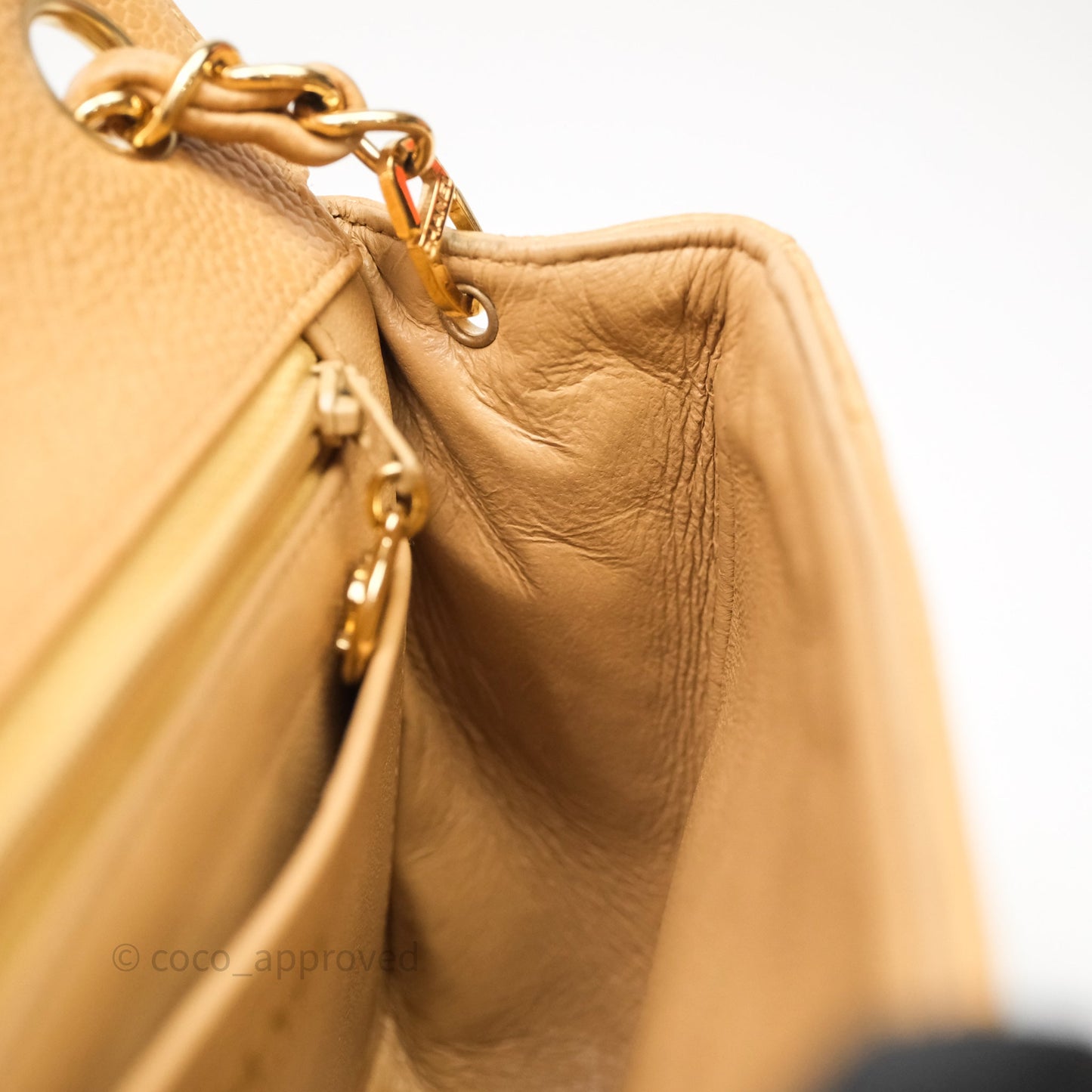 Chanel Vintage Mini Square Beige Caviar Gold Hardware
