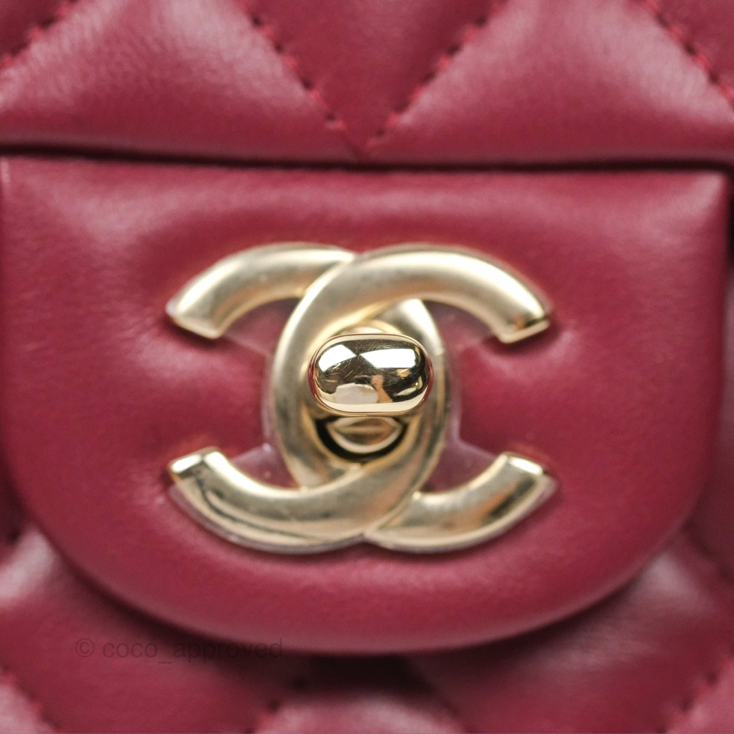 Chanel Top Handle Mini Rectangular Flap Bag Burgundy Red Lambskin Gold Hardware