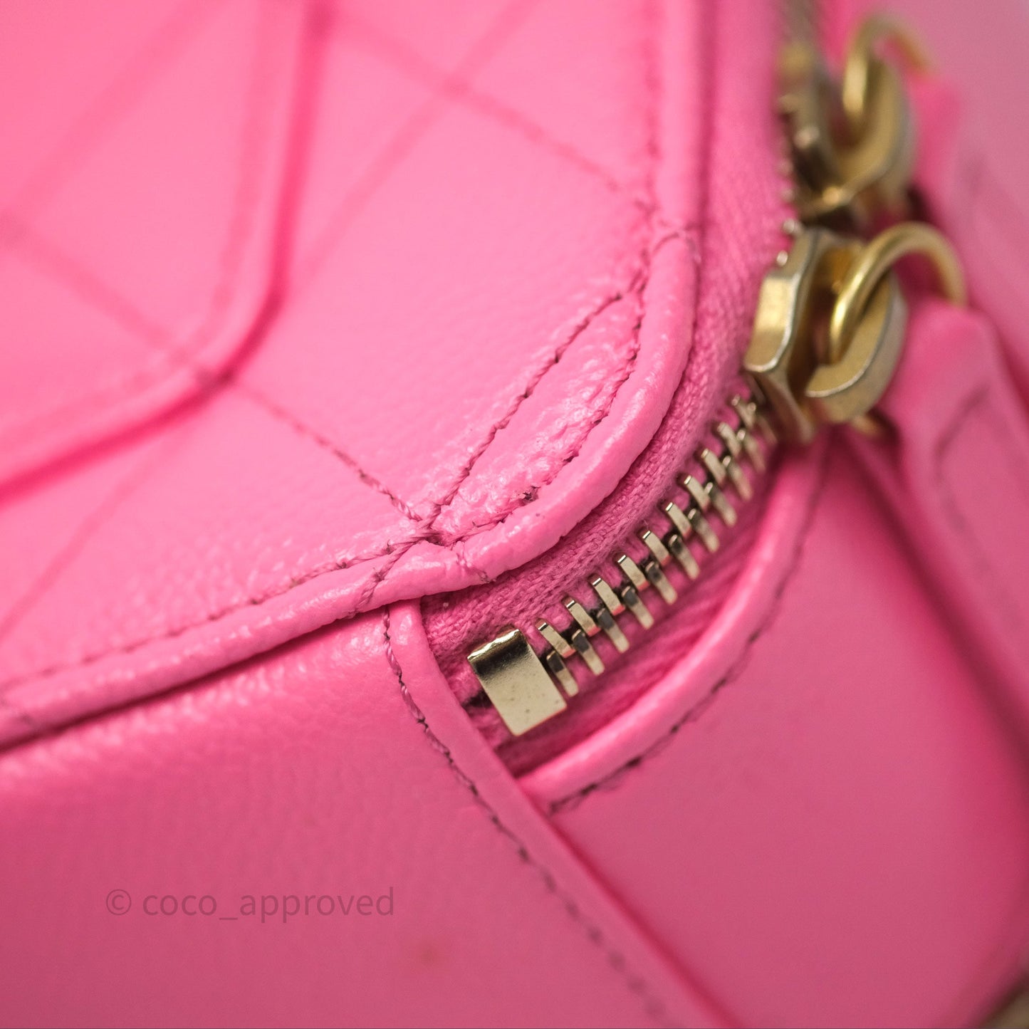 Chanel Quilted Pick Me Up Small Vanity Case Hot Pink Caviar Aged Gold Hardware