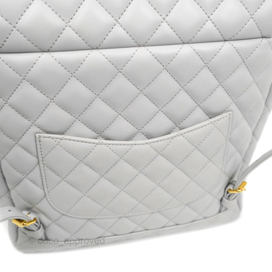 Chanel Large Quilted Urban Spirit Backpack Grey Gold Hardware