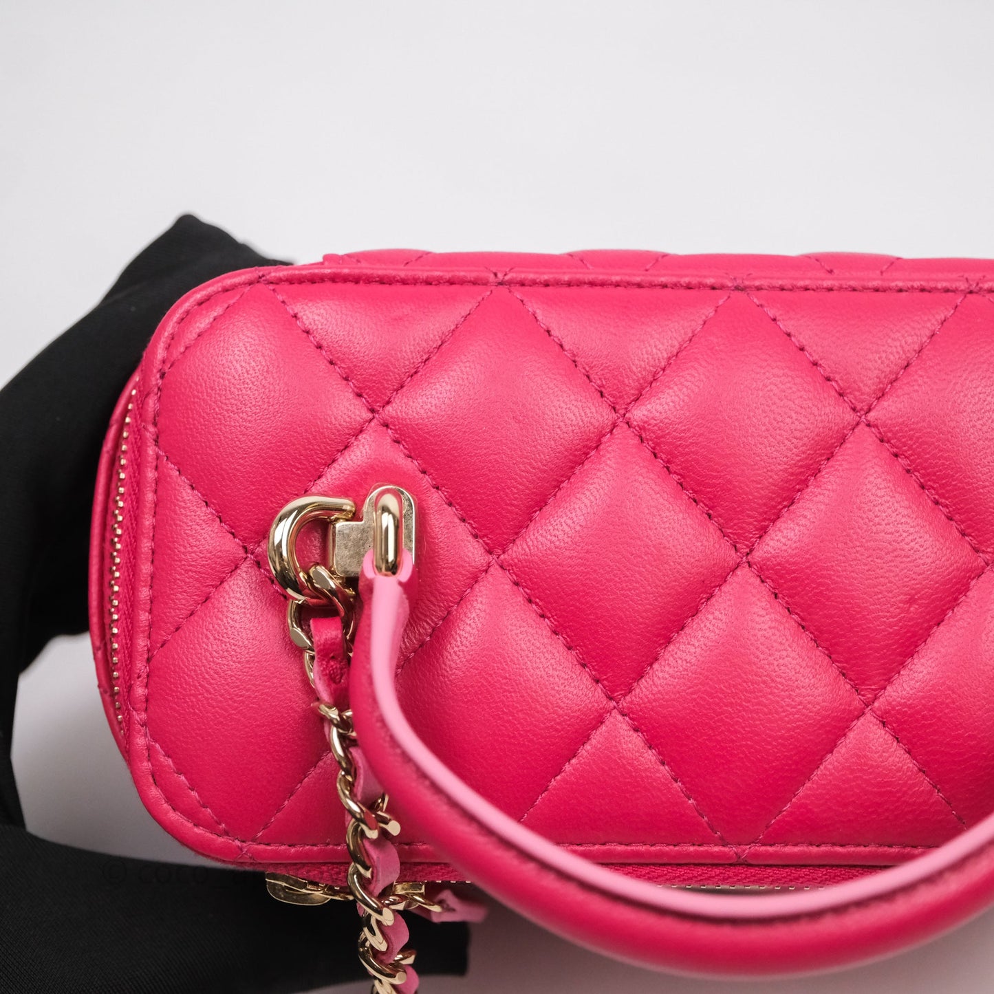 Chanel Vanity Rectangular Top Handle Pink Lambskin Gold Hardware
