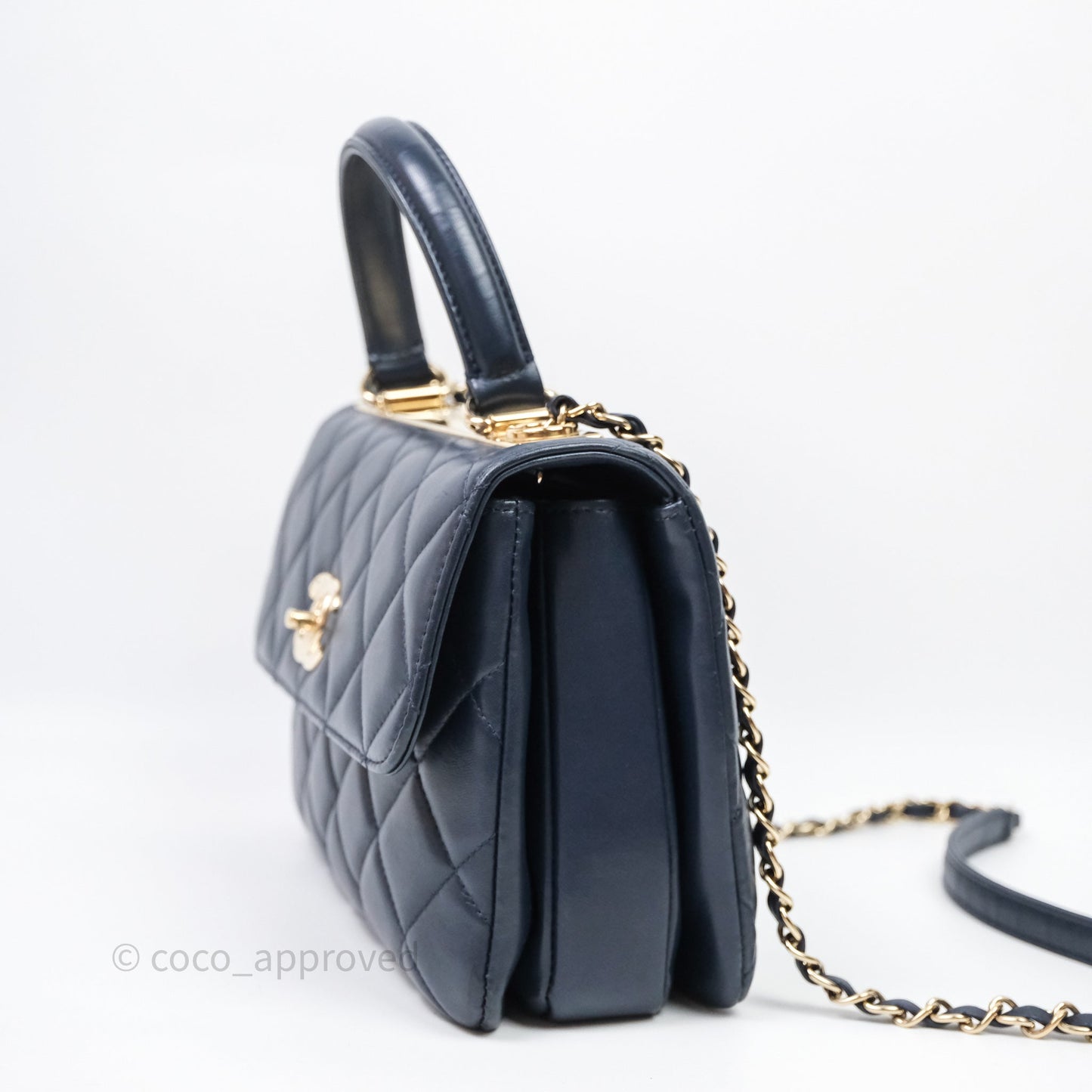 Chanel Small Trendy CC Navy Lambskin Gold Hardware
