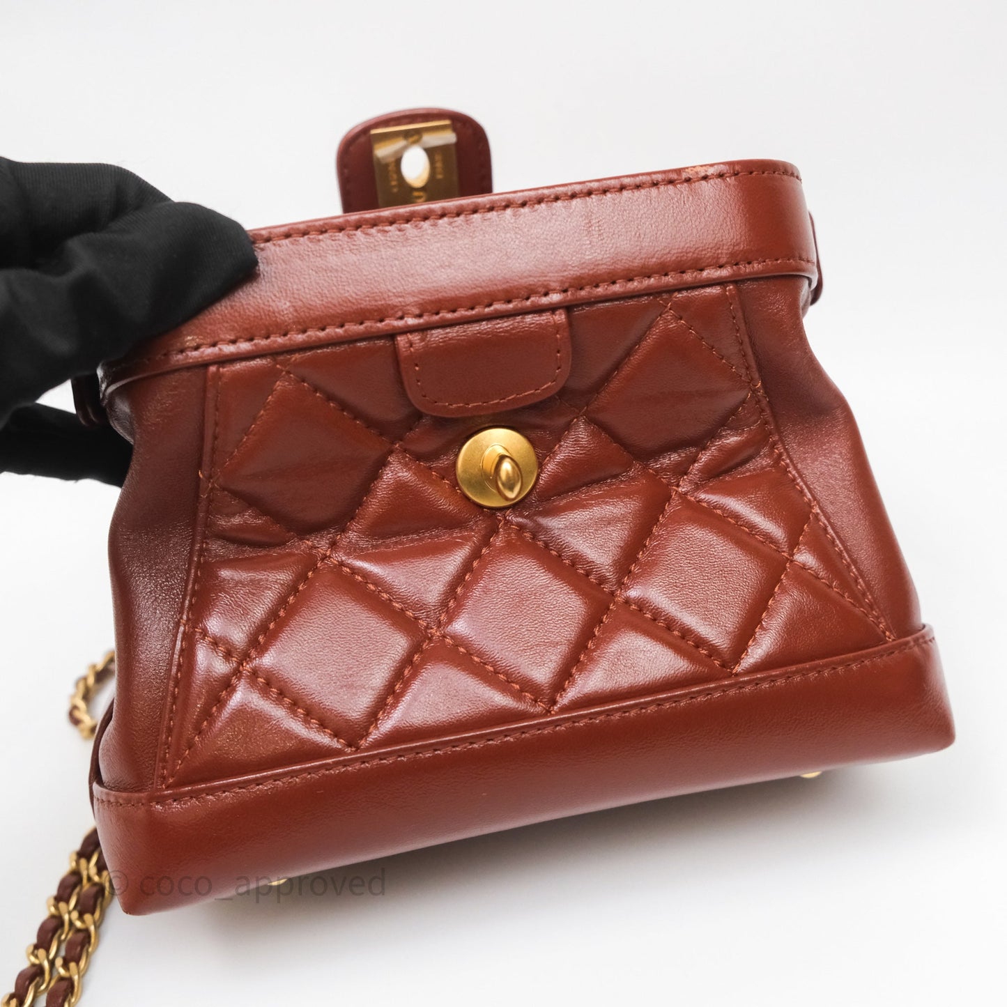 Chanel Mini Cocodoc Doctor Bag Quilted Brown Shiny Lambskin Aged Gold Hardware 24A
