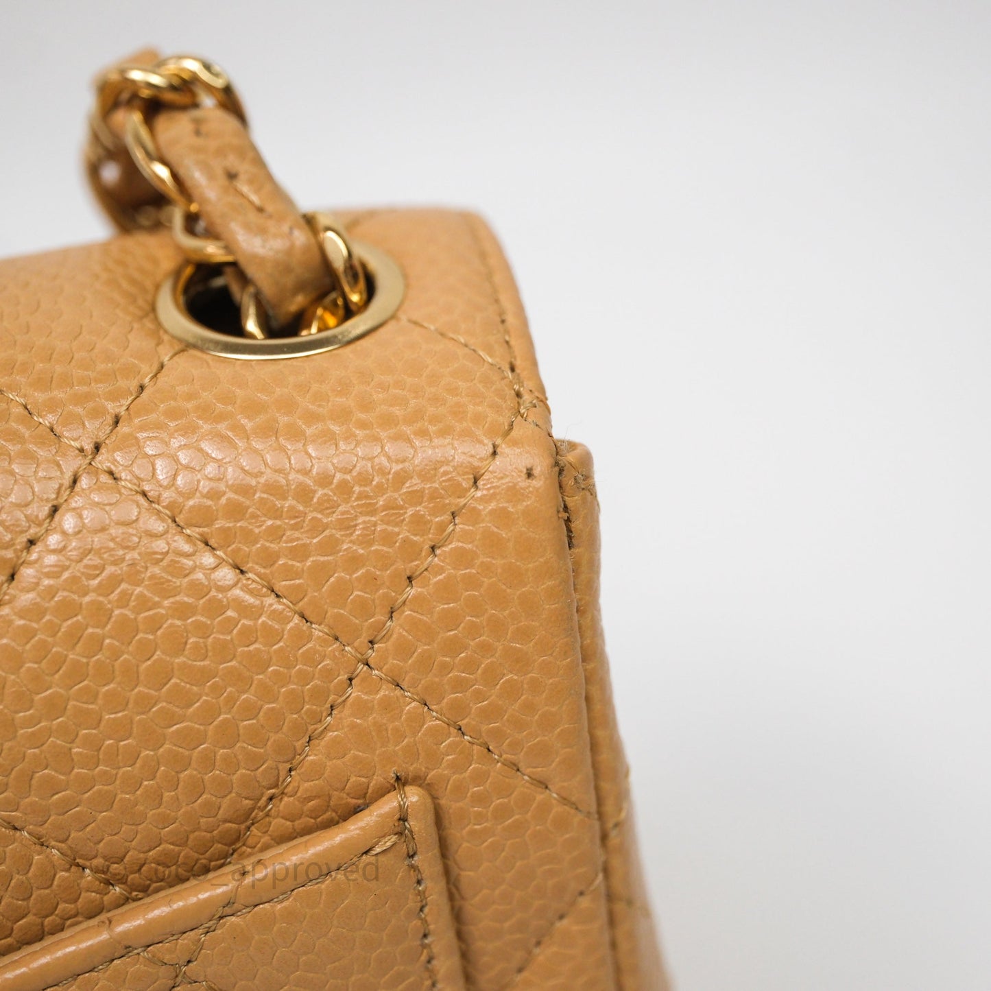 Chanel Vintage Mini Square Beige Caviar Gold Hardware