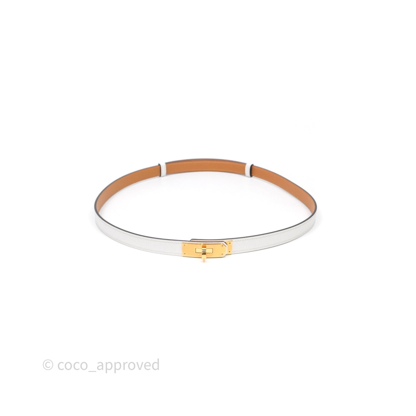 Hermès Kelly Buckle Belt Blanc Epsom Gold Hardware