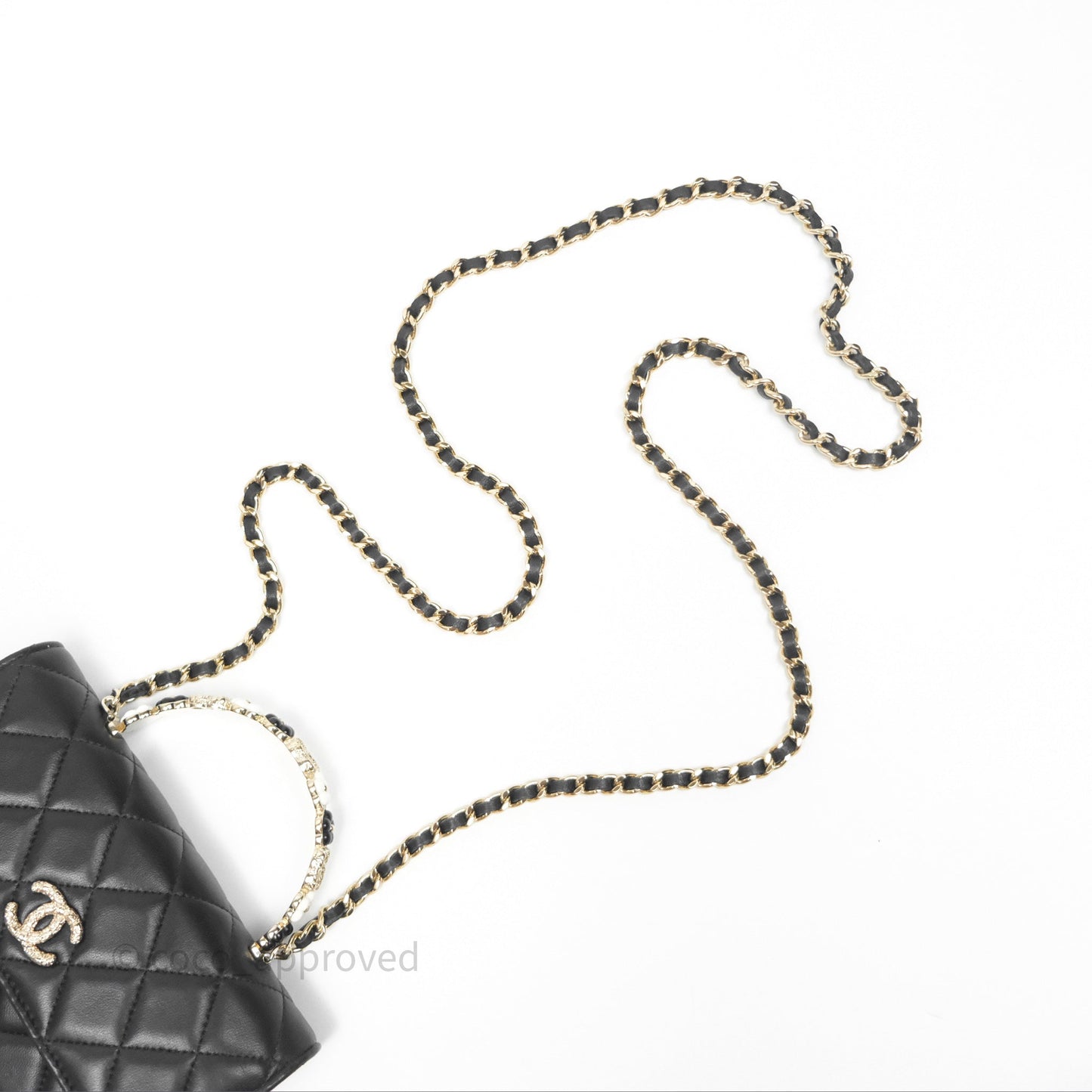 Chanel Camellia Handle Mini WOC Phone Holder with Chain Black Lambskin 23K