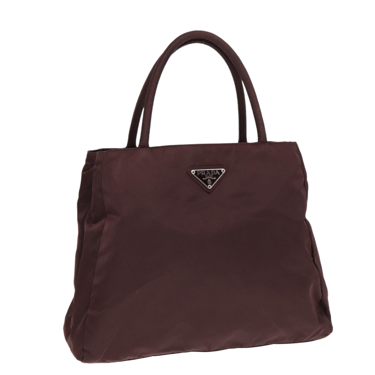 Luxury Prada Hand Bag Nylon Brown Silver  86147