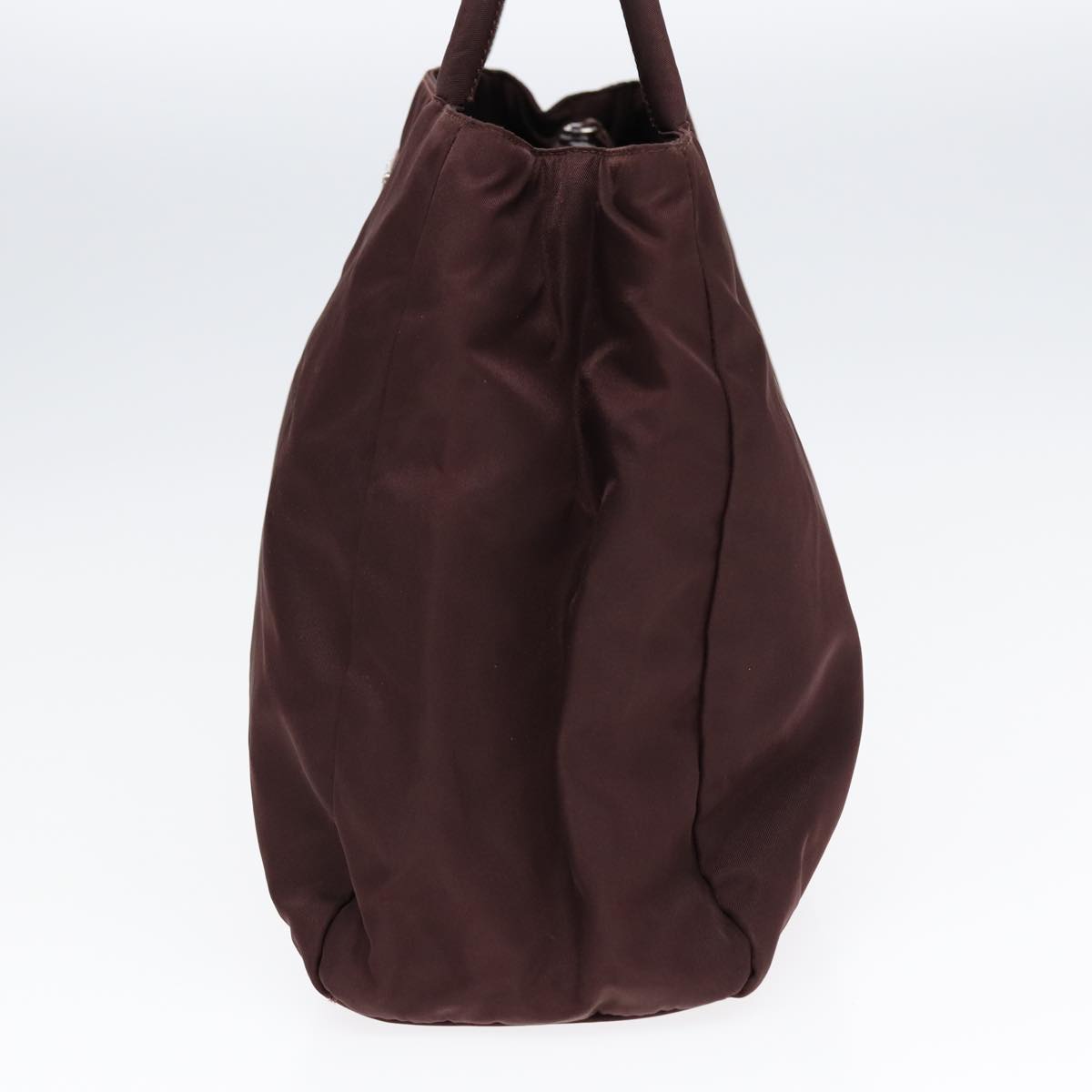 Luxury Prada Hand Bag Nylon Brown Silver  86147