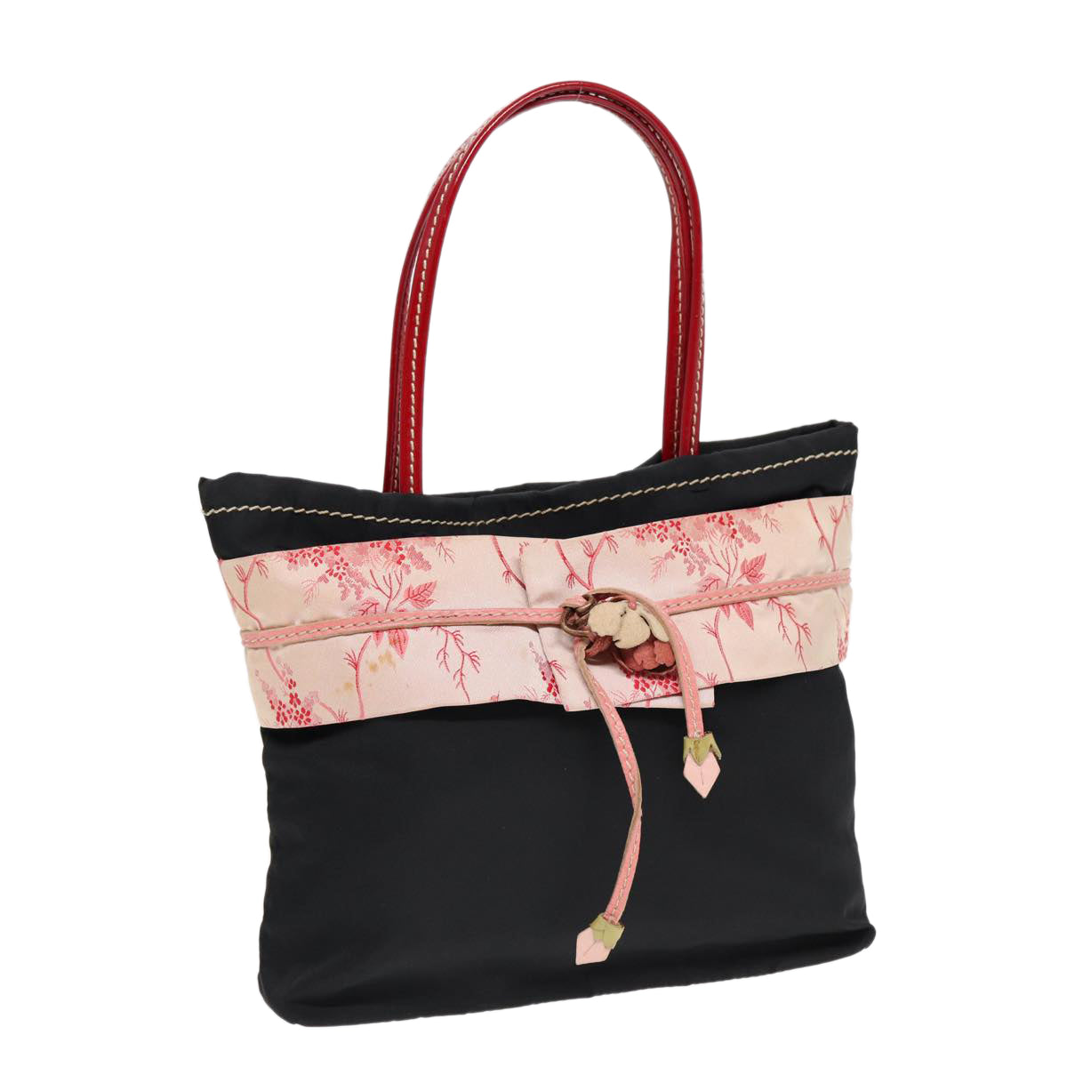 Luxury Prada Japanese Hand Bag Nylon Black Silver  86149