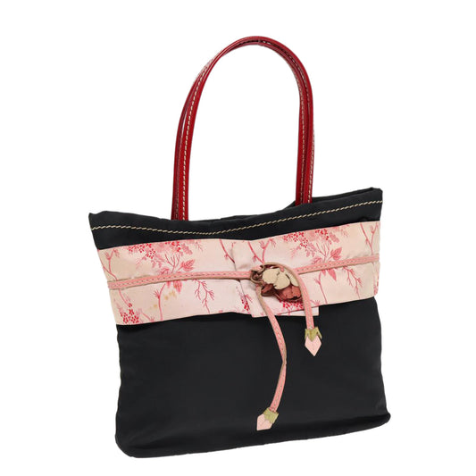 Luxury Prada Japanese Hand Bag Nylon Black Silver  86149