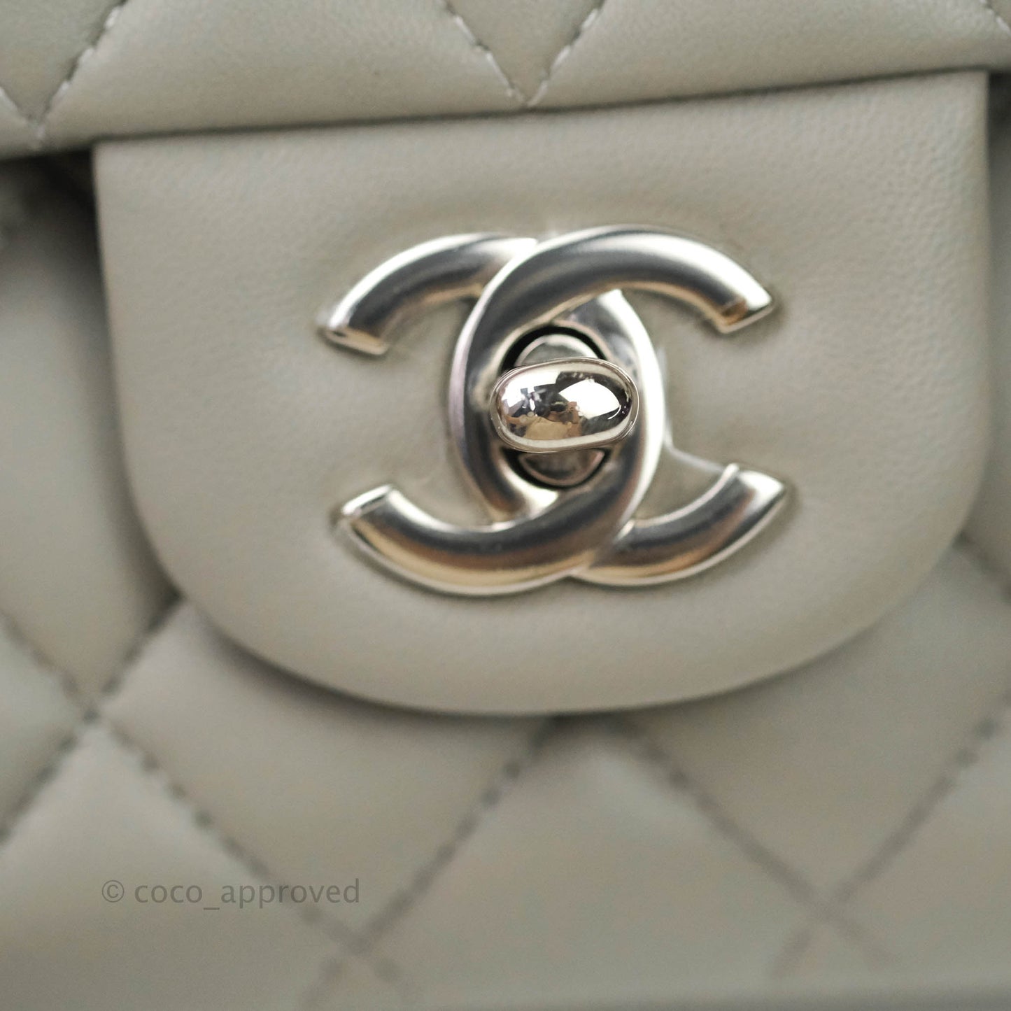 Chanel M/L Medium Double Flap Bag Grey Lambskin Silver Hardware 19B