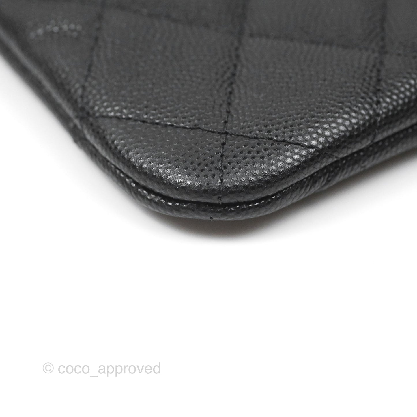 Chanel Medium Quilted O Case Black Caviar Silver Hardware