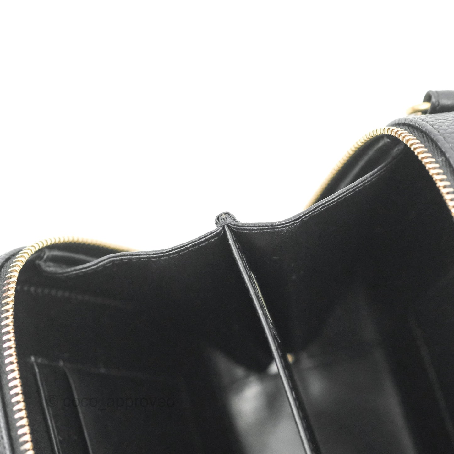 Chanel CC Filigree Vanity Clutch With Chain Caviar Black Aged Gold Hardware