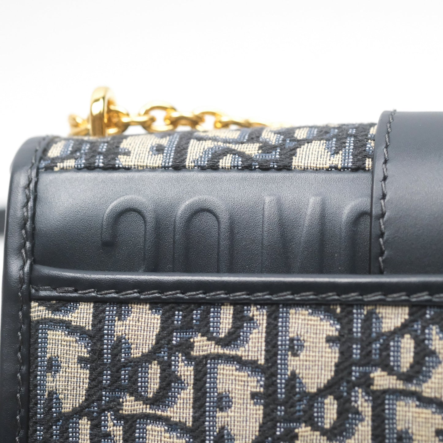Dior 30 Montaigne East-West Bag With Chain Blue Dior Oblique Jacquard