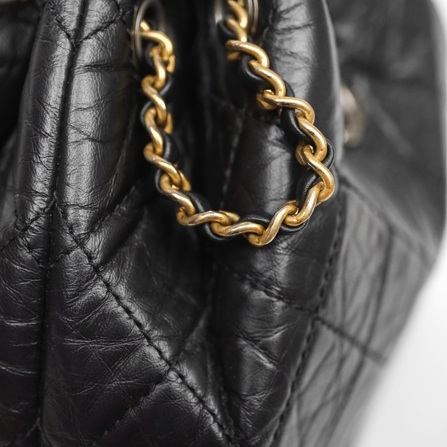 Chanel Small Gabrielle Backpack Quilted Black Aged Calfskin