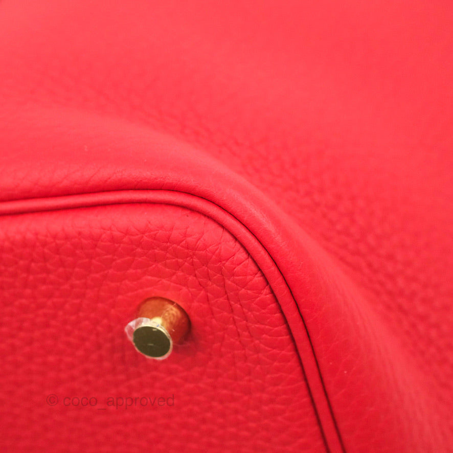 Hermès Picotin 22 Red Rouge Clemence Gold Hardware
