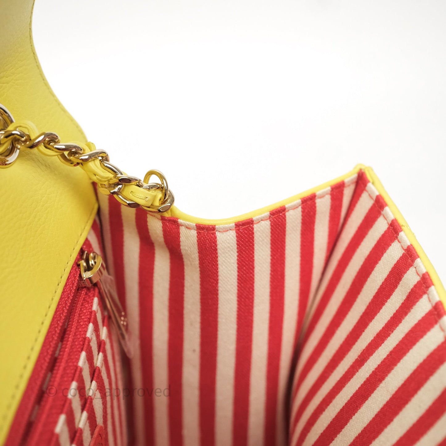 Chanel Chevron Square Envelope Flap Bag Yellow Calfskin Gold Hardware 19C