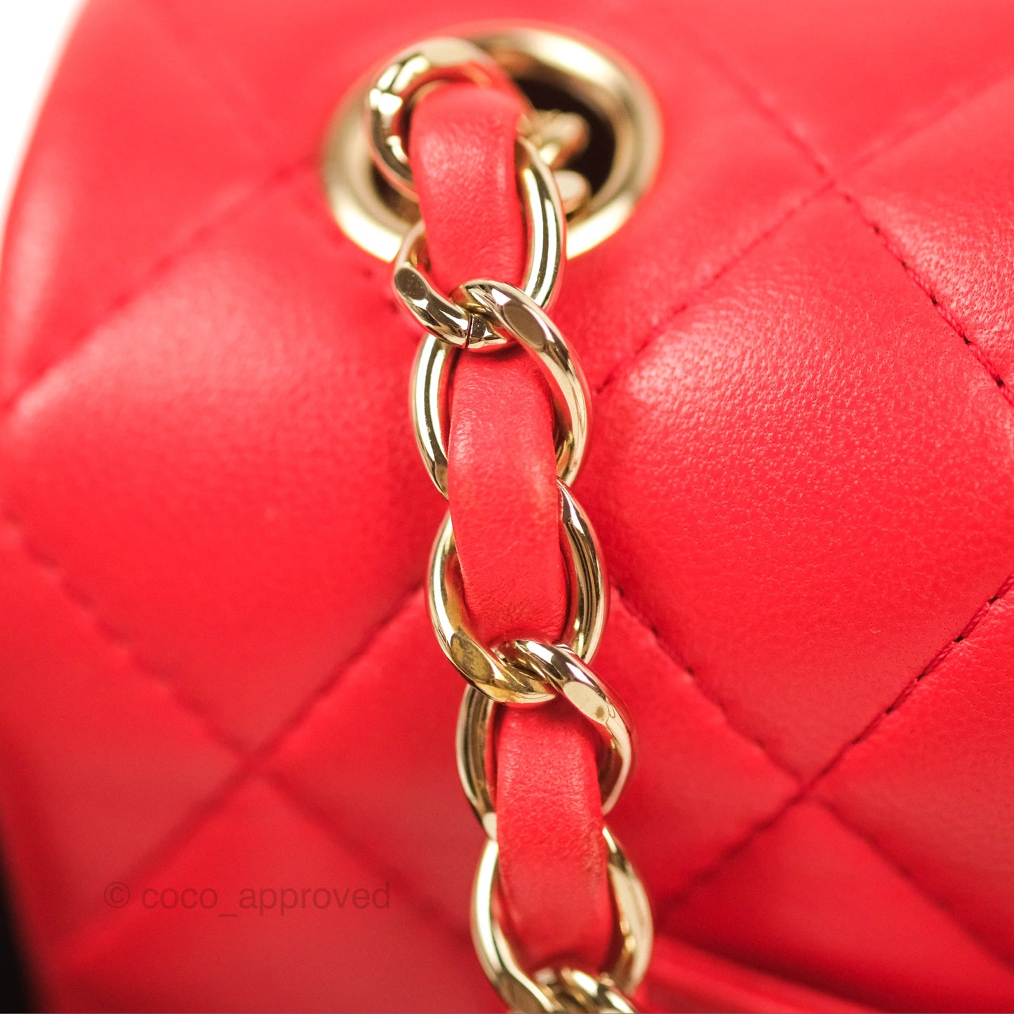 Chanel Quilted Mini Rectangular Flap Red Lambskin Gold Hardware