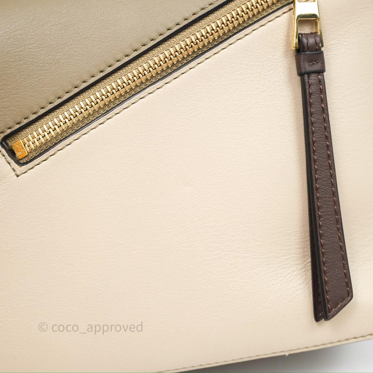 Loewe Small Puzzle Edge Bag Laurel Green/Light Oat Calfskin