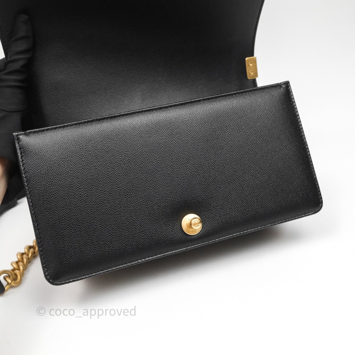 Chanel Medium Boy Quilted Black Caviar Aged Gold Hardware