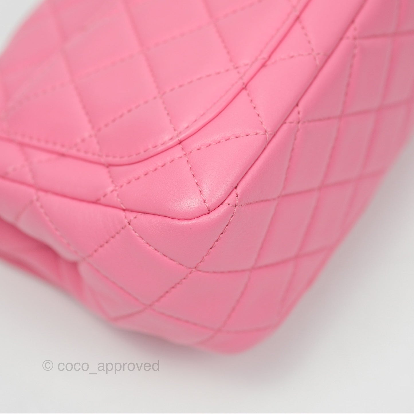 Chanel Mini Pearl Samba Square Flap Pink Lambskin Aged Gold Hardware 21P