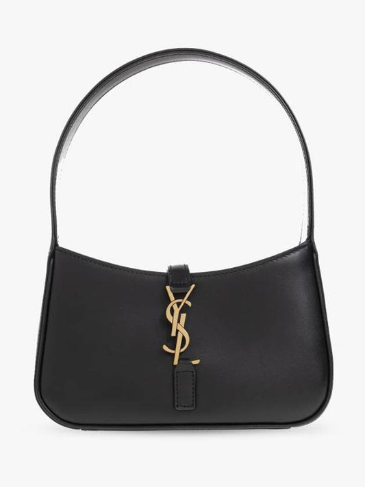 Luxury Saint Laurent LE 5A 7 Small Smooth Leather Hobo Shoulder Bag Black