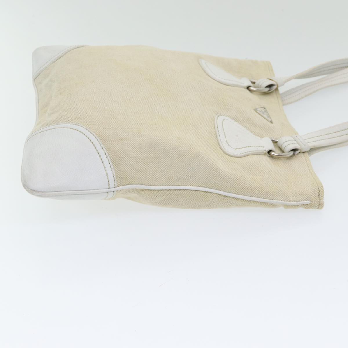 Luxury Prada Tote Bag Canvas Beige Silver  86251