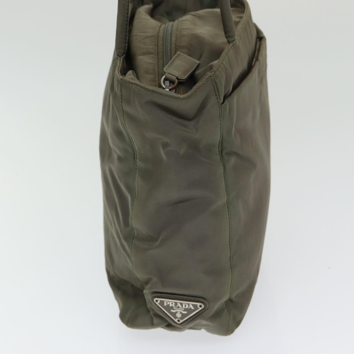 Luxury Prada Tote Bag Nylon Khaki Silver  86252