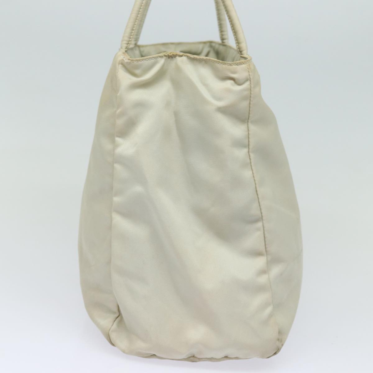 Luxury Prada Hand Bag Nylon Cream Silver  86254