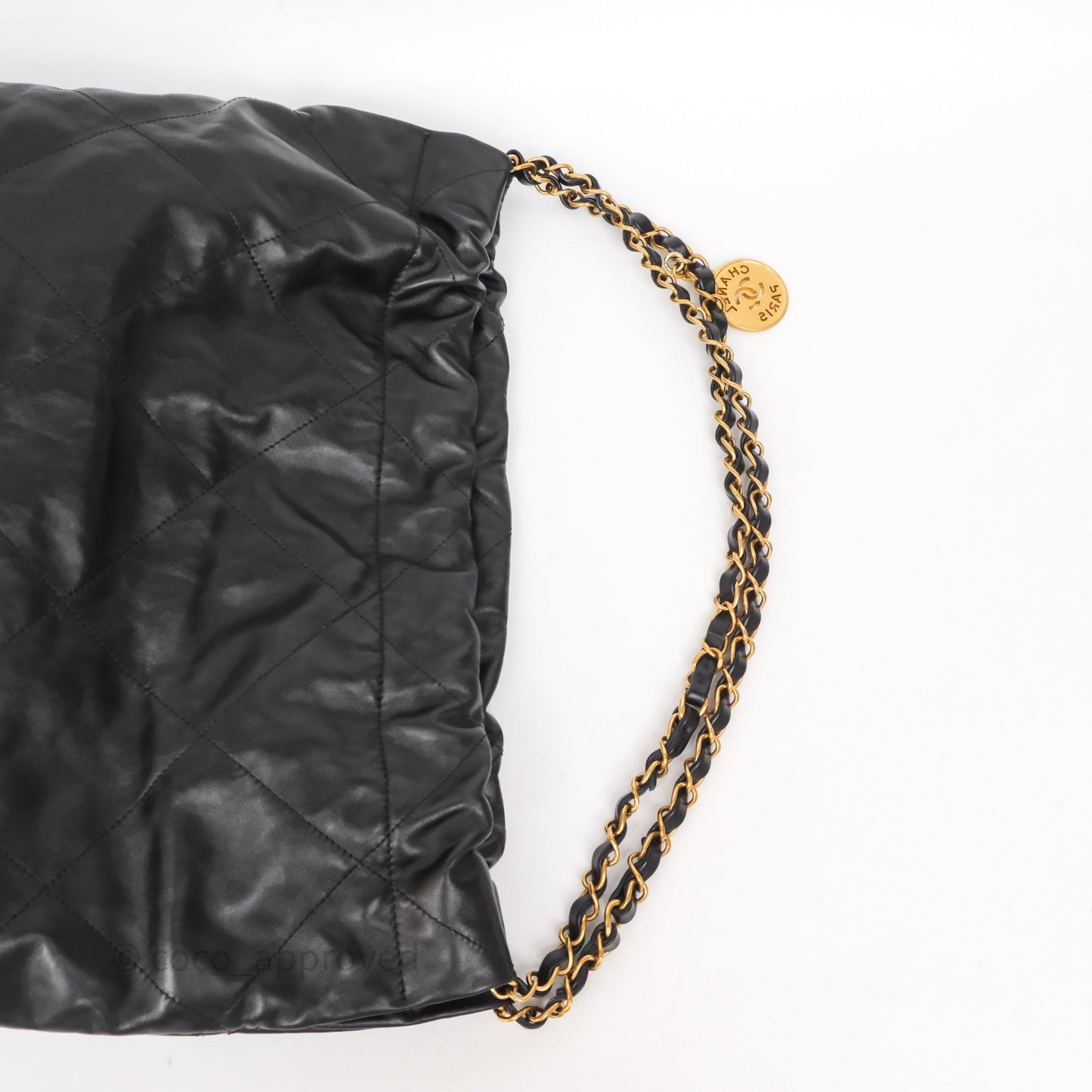 Chanel 22 Bag Medium Black Calfskin Aged Gold Hardware